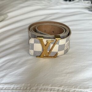 Louis Vuitton Waist Belt Damier Azur LV Initiales Damier Azur Pattern